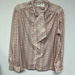 Knitmakers, Vintage Pink Patterned Blouse, 16
